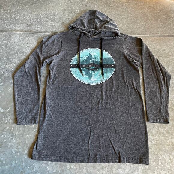 Yosemite Half Dome Hooded Womens Long Sleeve Shirt Small Gray Outdoor Hiking Y2K - Picture 2 of 8